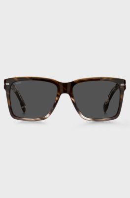 Patterned-acetate sunglasses with silver-tone trims, Patterned