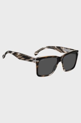 Patterned-acetate sunglasses with silver-tone trims, Patterned