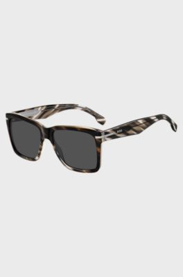 Patterned-acetate sunglasses with silver-tone trims, Patterned