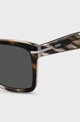 Patterned-acetate sunglasses with silver-tone trims, Patterned