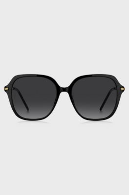 Black-acetate sunglasses with metal temples, Black
