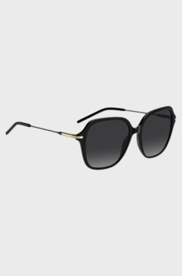 Black-acetate sunglasses with metal temples, Black