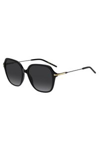 Lunettes de soleil en acétate noir avec branches en métal, Noir