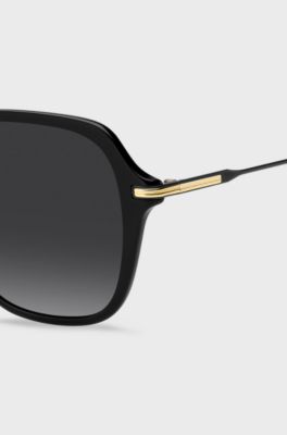Black-acetate sunglasses with metal temples, Black