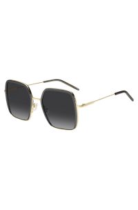 Lunettes de soleil en acétate gris avec branches dorées, Gris