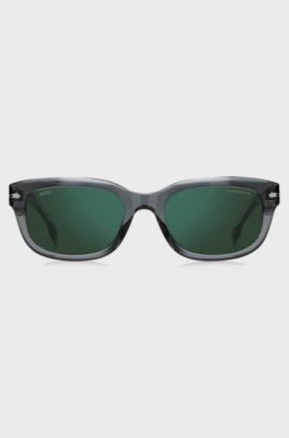 Lunettes de soleil en ac&eacute;tate gris avec verres de couleur verte, Gris
