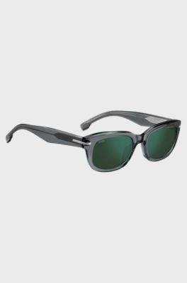 Grey-acetate sunglasses with green lenses, Grey