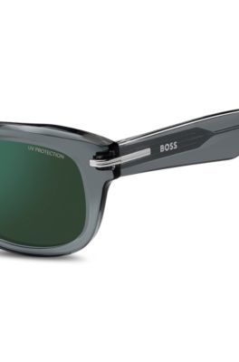 Grey-acetate sunglasses with green lenses, Grey