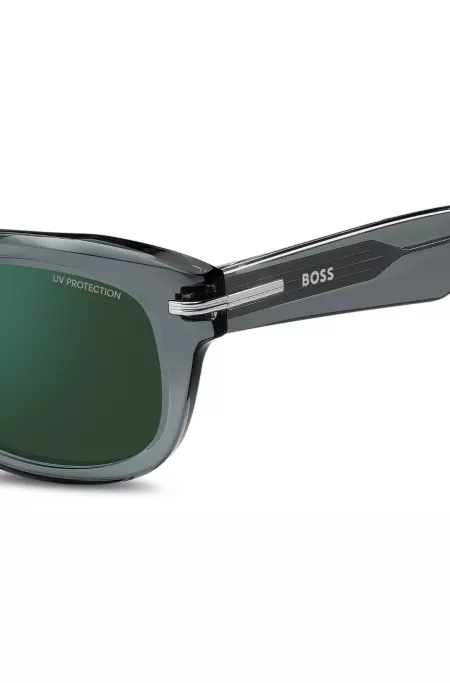 Lunettes de soleil en acétate gris avec verres de couleur verte