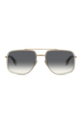 Double-bridge sunglasses with gold-tone effect, Gold tone