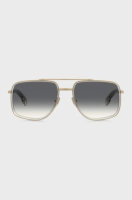 Double-bridge sunglasses with gold-tone effect, Gold tone
