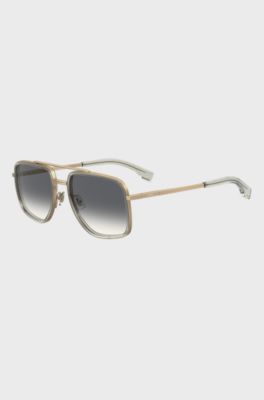 Double-bridge sunglasses with gold-tone effect, Gold tone