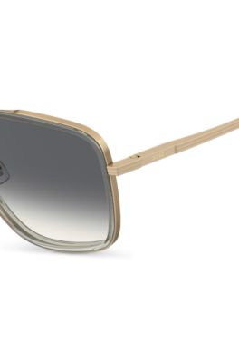 Double-bridge sunglasses with gold-tone effect, Gold tone