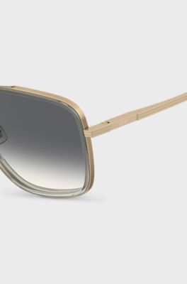 Double-bridge sunglasses with gold-tone effect, Gold tone