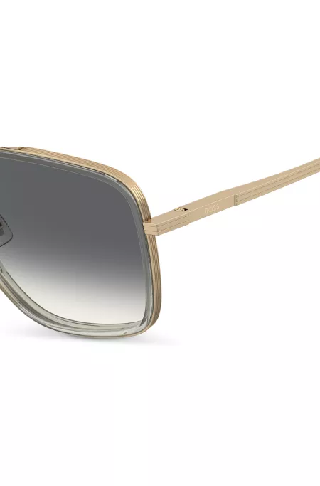 Double-bridge sunglasses with gold-tone effect