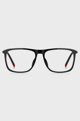 Black-acetate optical frames with tubular temples, Black