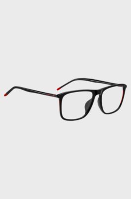 Black-acetate optical frames with tubular temples, Black