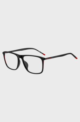 Black-acetate optical frames with tubular temples, Black