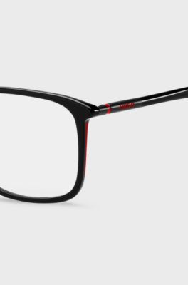 Black-acetate optical frames with tubular temples, Black