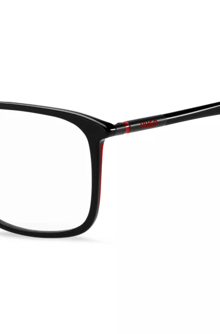 Monture optique en acétate noir avec branches tubulaires