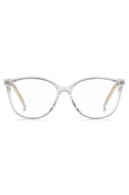 Clear-acetate optical frames with gold-tone core wire, Transparent