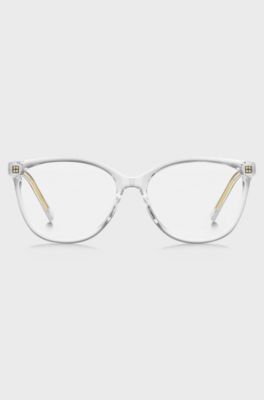 Clear-acetate optical frames with gold-tone core wire, Transparent