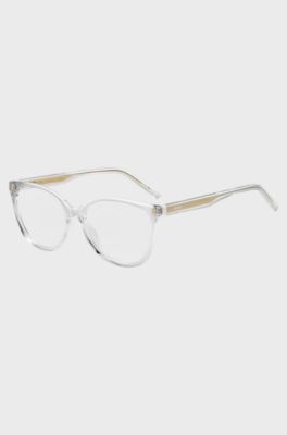 Clear-acetate optical frames with gold-tone core wire, Transparent