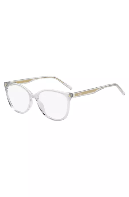 Monture optique en acétate transparent avec armature dorée