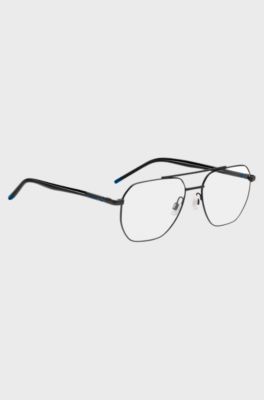 Double-bridge optical frames in black metal, Black