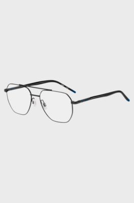 Double-bridge optical frames in black metal, Black