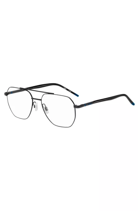 Monture optique en métal noir à double pont