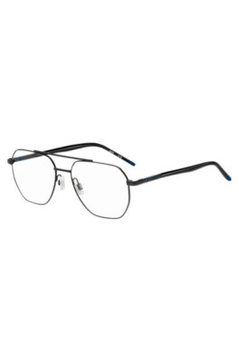 Double-bridge optical frames in black metal