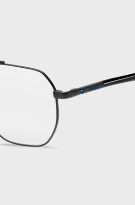 Double-bridge optical frames in black metal, Black