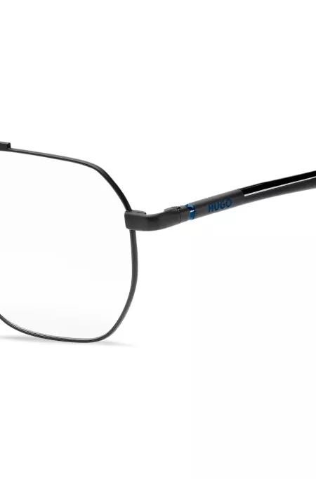 Monture optique en métal noir à double pont