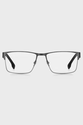 Black-steel optical frames with flexible hinges, Black