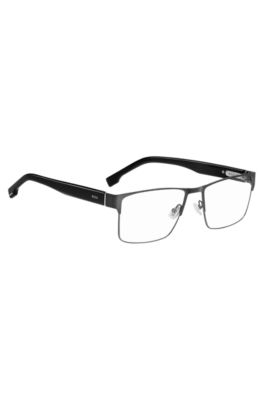 Black-steel optical frames with flexible hinges, Black