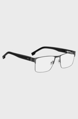 Black-steel optical frames with flexible hinges, Black