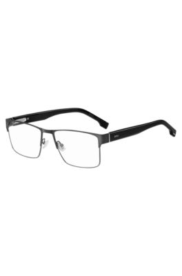 Black-steel optical frames with flexible hinges, Black