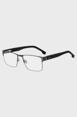 Black-steel optical frames with flexible hinges, Black