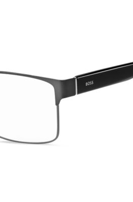 Black-steel optical frames with flexible hinges, Black