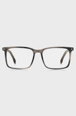 Patterned-acetate optical frames with silver-tone trims, Patterned