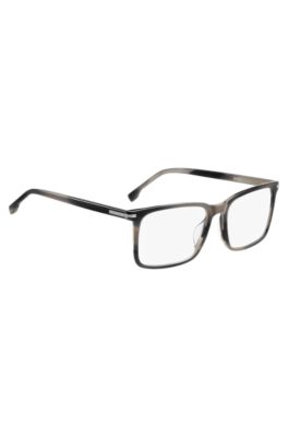 Patterned-acetate optical frames with silver-tone trims, Patterned