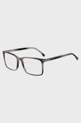 Patterned-acetate optical frames with silver-tone trims, Patterned