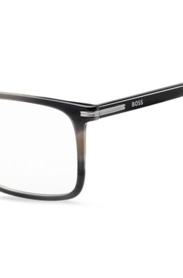 Patterned-acetate optical frames with silver-tone trims, Patterned