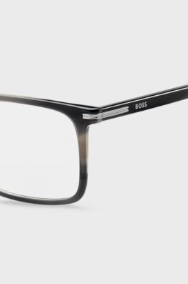 Patterned-acetate optical frames with silver-tone trims, Patterned