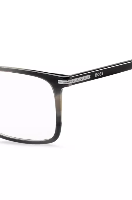 Monture optique en acétate à motif et charnières argentées