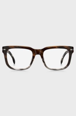 Patterned-acetate optical frames with temple logo, Patterned