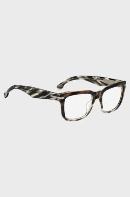 Patterned-acetate optical frames with temple logo, Patterned