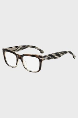 Patterned-acetate optical frames with temple logo, Patterned