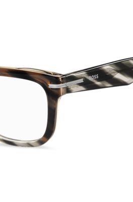 Patterned-acetate optical frames with temple logo, Patterned